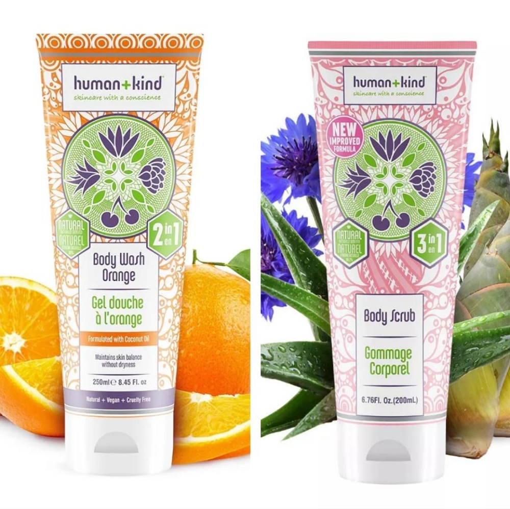 Human+Kind Body Scrub (6.76 fl oz) and Body Wash (8.45 fl oz) Bundle